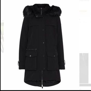 DKNY faux fur shell parka coat